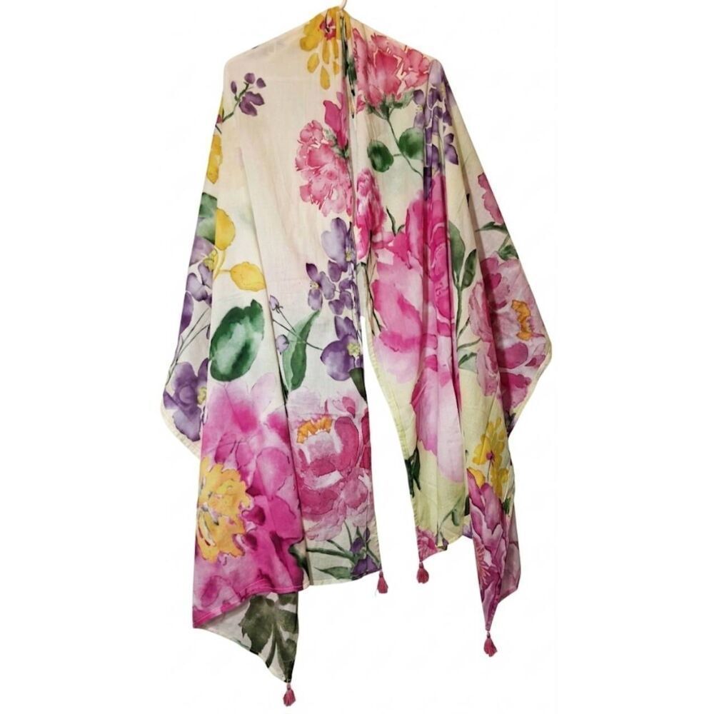 Sapphire womens long scarf pink yellow lightweight cotton spring summer